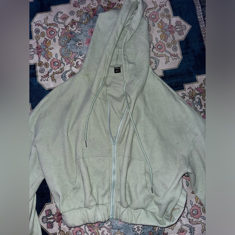 SHEIN waffle synched zip up